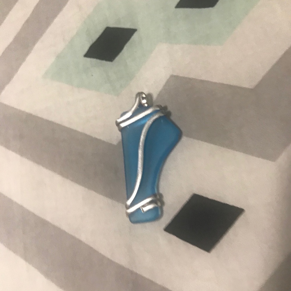 STERLING SILVER beach glass pendant